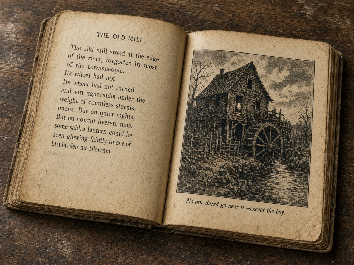 Open comic with distinctly tanned brownish interior pages photographed in neutral daylight.